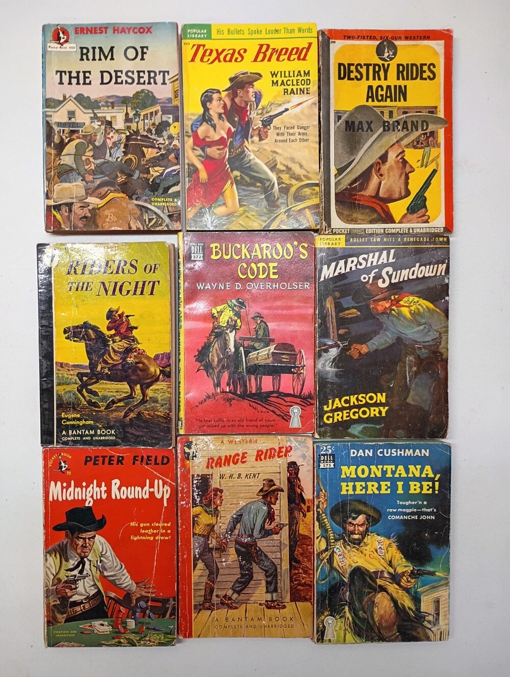 1930's-40's Western Paperback Books RARE Cowboy Lot of 9 Variety